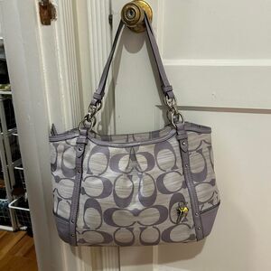 Coach Alexandra Light Purple Jacquard Tote Shoulder Bag